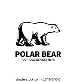 Walking Polar bear in Black and white polar bear logo template