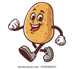 Walking Potato Cartoon Mascot Illustration Character Vector Clip-art Hand-drawn Logo Design