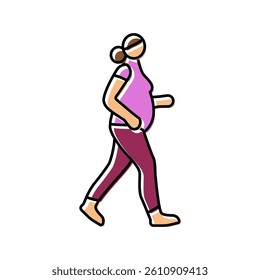 walking pregnant fitness color icon vector. walking pregnant fitness sign. isolated symbol illustration