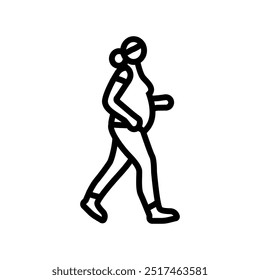 walking pregnant fitness line icon vector. walking pregnant fitness sign. isolated contour symbol black illustration