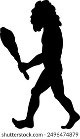 El icono de hombre primitivo andante aislado sobre fondo blanco