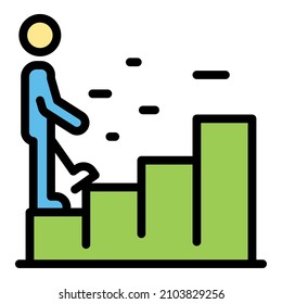 Walking process graph icon. Outline walking process graph vector icon color flat isolated
