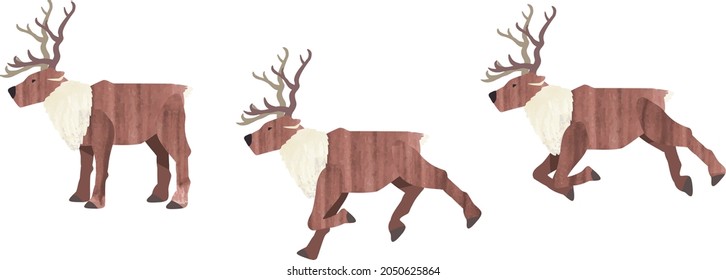Walking Reindeer  vector illustration set (whole body)