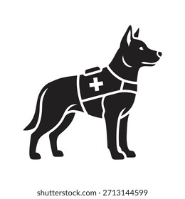 Walking rescue dog k9 unit icon symbol solid glyph elemento de diseño de Vector asistencia médica animal animal servicio de mascotas ayuda cruzar chaleco canino