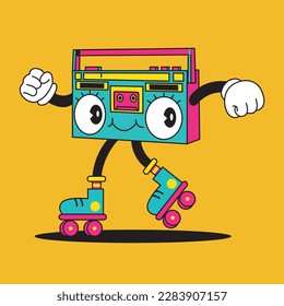 Walking Retro Stereo Cartoon Character