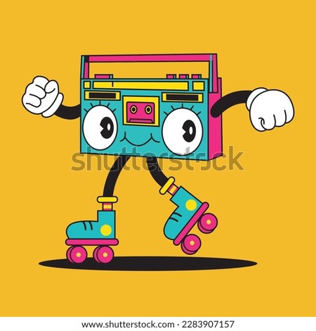 Walking Retro Stereo Cartoon Character