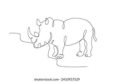 A walking rhino. World Wildlife Day one-line drawing