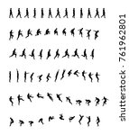 Walking, running, backflip, jogging, jumping, acrobatics, sports and healthy. man woman animation frames. Walk, run, jump actions vector illustration simple line icon symbol pictogram