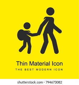 Walking to school bright yellow material minimal icon or logo design