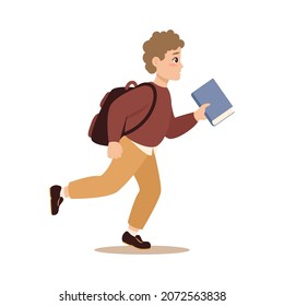 Walking School Children Isolated Diverse Small Primary Students Flat Vector Illustration. Students