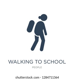 walking to school icon vector on white background, walking to school trendy filled icons from People collection, walking to school vector illustration