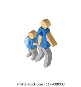 Walking to school isometric left top view 3D icon