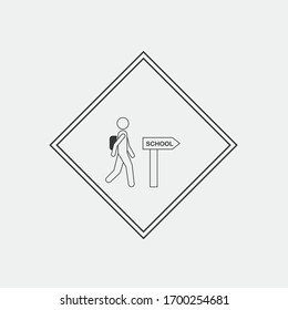 Vektorillustration-Symbol zu Fuß zur Schule signieren