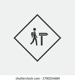 walking to school sign vector icon traffic icon