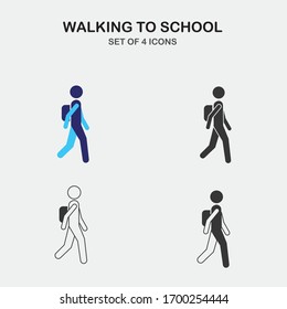walking to school vector icon 