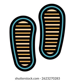 Walking shoes icon. Outline walking shoes vector icon color flat isolated