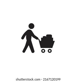 an Walking with a Shopping Cart Icon