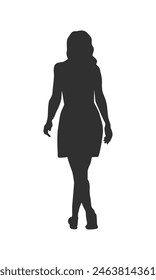 walking silhouette woman. walking people silhouette. walking woman silhouette. walking woman isolated on white background. Vector illustration. hand drawn.