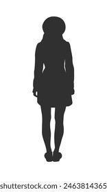 walking silhouette woman. walking people silhouette. walking woman silhouette. walking woman isolated on white background. Vector illustration. hand drawn.