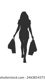 walking silhouette woman. walking people silhouette. walking woman silhouette. walking woman isolated on white background. Vector illustration. hand drawn.