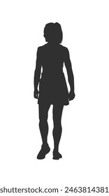 walking silhouette woman. walking people silhouette. walking woman silhouette. walking woman isolated on white background. Vector illustration. hand drawn.