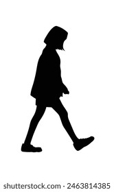 walking silhouette woman. walking people silhouette. walking woman silhouette. walking woman isolated on white background. Vector illustration. hand drawn.