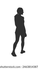 walking silhouette woman. walking people silhouette. walking woman silhouette. walking woman isolated on white background. Vector illustration. hand drawn.