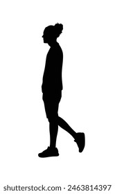 walking silhouette woman. walking people silhouette. walking woman silhouette. walking woman isolated on white background. Vector illustration. hand drawn.