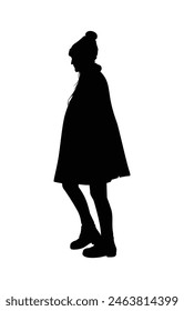 walking silhouette woman. walking people silhouette. walking woman silhouette. walking woman isolated on white background. Vector illustration. hand drawn.