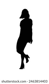 walking silhouette woman. walking people silhouette. walking woman silhouette. walking woman isolated on white background. Vector illustration. hand drawn.