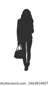 walking silhouette woman. walking people silhouette. walking woman silhouette. walking woman isolated on white background. Vector illustration. hand drawn.