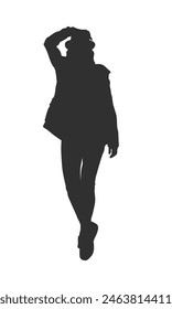 walking silhouette woman. walking people silhouette. walking woman silhouette. walking woman isolated on white background. Vector illustration. hand drawn.