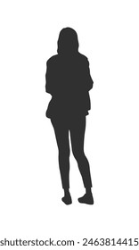 walking silhouette woman. walking people silhouette. walking woman silhouette. walking woman isolated on white background. Vector illustration. hand drawn.