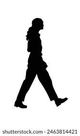 walking silhouette woman. walking people silhouette. walking woman silhouette. walking woman isolated on white background. Vector illustration. hand drawn.