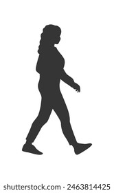 walking silhouette woman. walking people silhouette. walking woman silhouette. walking woman isolated on white background. Vector illustration. hand drawn.