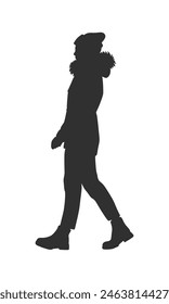 walking silhouette woman. walking people silhouette. walking woman silhouette. walking woman isolated on white background. Vector illustration. hand drawn.