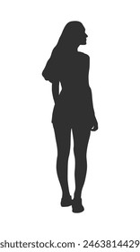 walking silhouette woman. walking people silhouette. walking woman silhouette. walking woman isolated on white background. Vector illustration. hand drawn.