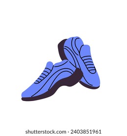 Walking sneakers, running shoes, jogging footgears. Stylish trainers for football, soccer. Unisex sports footwear pair. Fashion training boots. Flat isolated vector illustration on white background