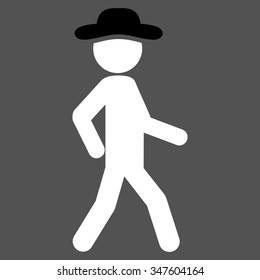 Walking Spy vector icon. Style is bicolor flat symbol, black and white colors, rounded angles, gray background.