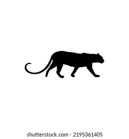 Walking (Standing) Tiger, Leopard, Cheetah, Black Panther, Jaguar, (Big Cat Family) Silhouette for Logo or Graphic Design Element. Vector Illustration