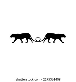 Walking (Standing) Tiger, Leopard, Cheetah, Black Panther, Jaguar, (Big Cat Family) Silhouette for Logo or Graphic Design Element. Vector Illustration