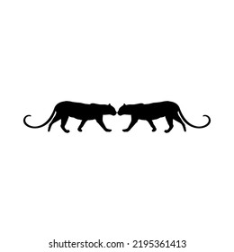 Walking (Standing) Tiger, Leopard, Cheetah, Black Panther, Jaguar, (Big Cat Family) Silhouette for Logo or Graphic Design Element. Vector Illustration