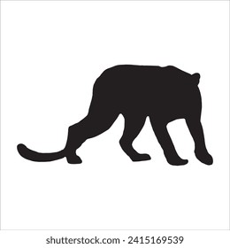 Walking (Standing) Tiger, Leopard, Cheetah, Black Panther, Jaguar, (Big Cat Family) Silhouette for Logo or Graphic Design Element. Vector Illustration