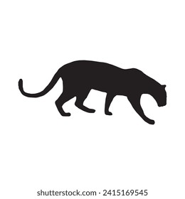 Walking (Standing) Tiger, Leopard, Cheetah, Black Panther, Jaguar, (Big Cat Family) Silhouette for Logo or Graphic Design Element. Vector Illustration