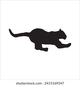 Walking (Standing) Tiger, Leopard, Cheetah, Black Panther, Jaguar, (Big Cat Family) Silhouette for Logo or Graphic Design Element. Vector Illustration