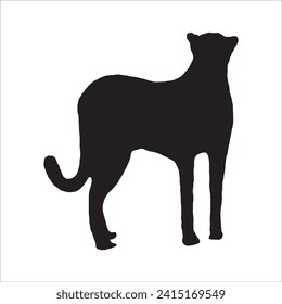 Walking (Standing) Tiger, Leopard, Cheetah, Black Panther, Jaguar, (Big Cat Family) Silhouette for Logo or Graphic Design Element. Vector Illustration