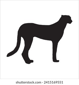 Walking (Standing) Tiger, Leopard, Cheetah, Black Panther, Jaguar, (Big Cat Family) Silhouette for Logo or Graphic Design Element. Vector Illustration