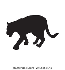 Walking (Standing) Tiger, Leopard, Cheetah, Black Panther, Jaguar, (Big Cat Family) Silhouette for Logo or Graphic Design Element. Vector Illustration