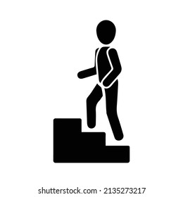 Walking Step Upstairs Man Icon Black Stock Vector (royalty Free 