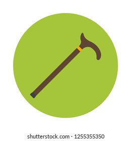 Walking stick cane flat icon. You can be used  walking stick cane icon for several purposes like: websites, UI, UX, print templates, promotional materials, info-graphics, web and mobile phone apps.